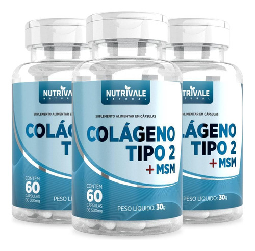 Kit 3x Colágeno Tipo 2 + Msm 60 Cápsulas - Nutrivale