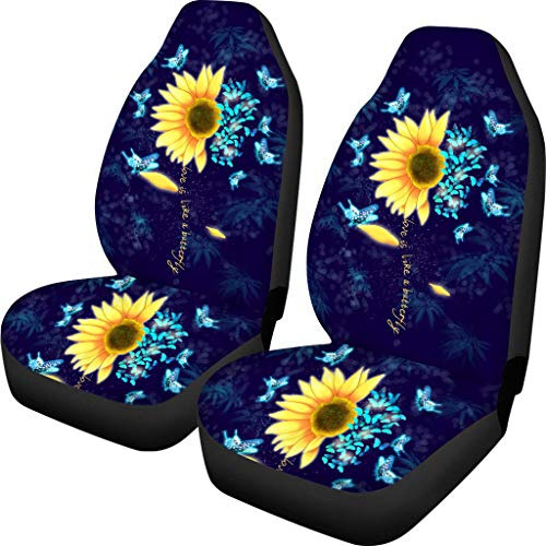 Pzz Beach Blue Butterflies And Sunflower Shiny Pattern Car S