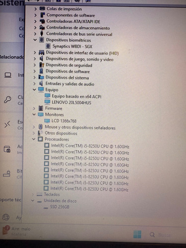 Lenovo Thinkpad T480 I5-8250 16gb 256gb Ssd 14 Hd + Office Negro (Usado)