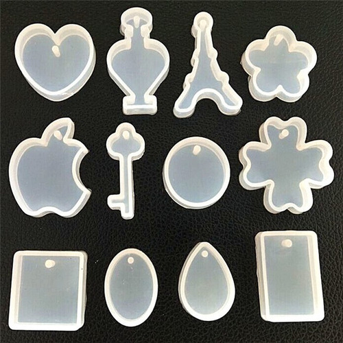 Imagen 3 de 4 de Set X 12 Moldes Silicona Resina Joyeria Colgante Llavero