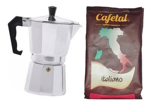 Café Tipo Italiano 250 Gr + Cafetera Moka Italiana 6 Tazas