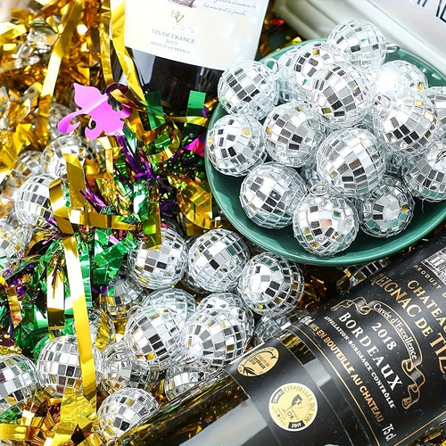 8pcs Elegantes Adornos En Forma De Minibola De Discoteca
