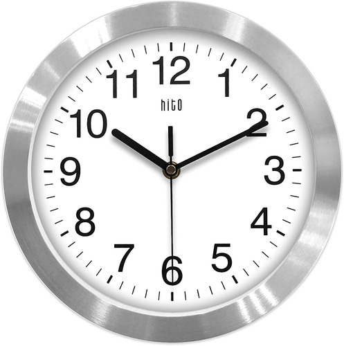 Reloj De Pared Hito, Marco De Aluminio, 25,40 Cm, Vidrio