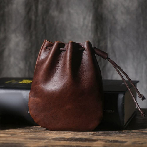 Mini Monedero De Cuero Con Cordón, Bolso De Monedas