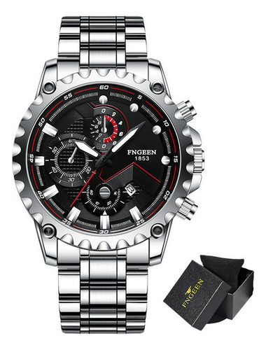 Reloj De Moda De Cuarzo Con Calendario Fngeen 5757 Color Del Fondo White/black_steelbelt