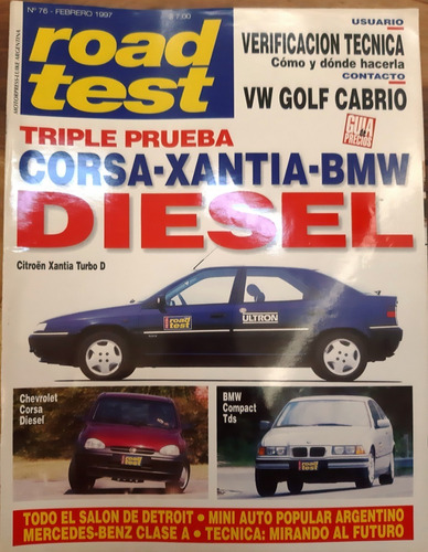 Revista Road Test Nº76 Feb 1997 Citroen Xantia Golf Cabrio