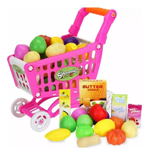 Carrito  Supermercado  Compras Juguete Niñas Niños Rosa