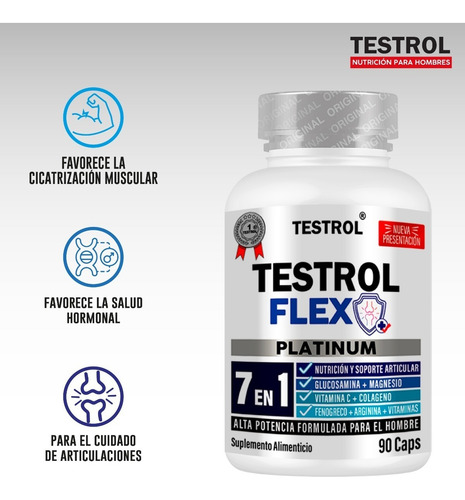 Imagen 3 de 6 de Testrol Flex Glucosamina + Msn Complex 90 Capsulas
