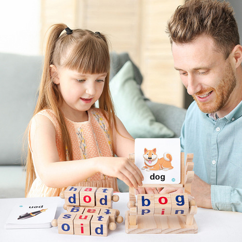 Bloques De Lectura De Madera De Alphabet Learning Toys Para