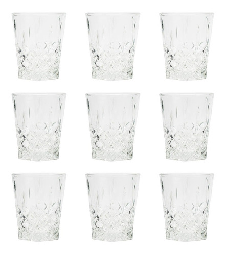 Vaso Whisky Vidrio Diamante Cristar 300ml Labrado X12 Velas