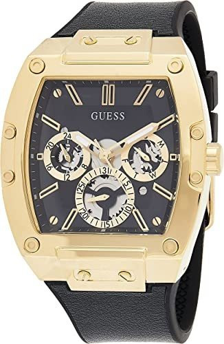 Guess Us Men's Black And Gold-tone Square Multifunction