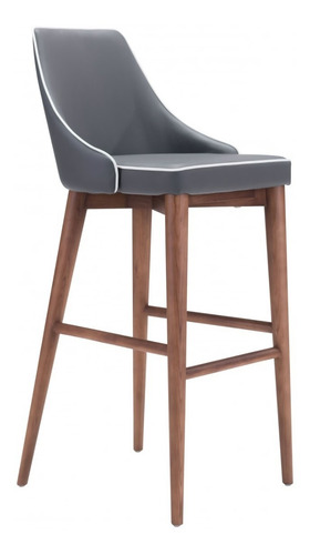 Imagen 1 de 10 de Banco Para Bar Modelo Moor - Gris Obscuro Këssa Muebles