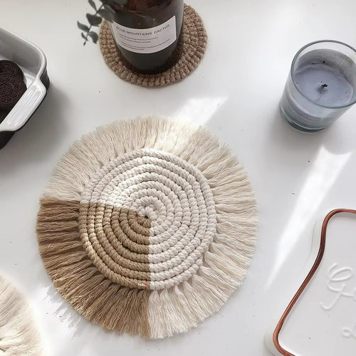 Posavasos Trenzados Para Bebida De Mesa Vasos Tazas Oficina Color Claro