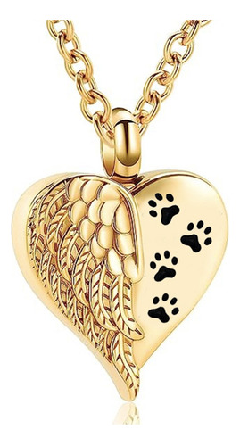 Collar Huella Mascota Relicario Corazón Ala Angel Perro Gato