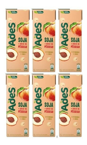 Bebida À Base De Soja Sabor Pêssego 1l - Ades Kit C/6