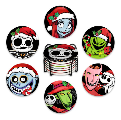 Paayna Christmas Jack Posavasos Con Soporte, Juego De 6, Alf