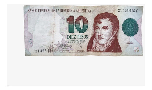 Billete Antigüedad 10 Pesos Argentinos (Usado)