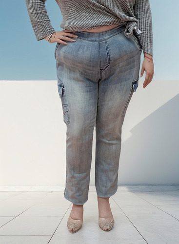 Jeans Dama Talla Extra Grande Stretch Mezclilla Corte Recto