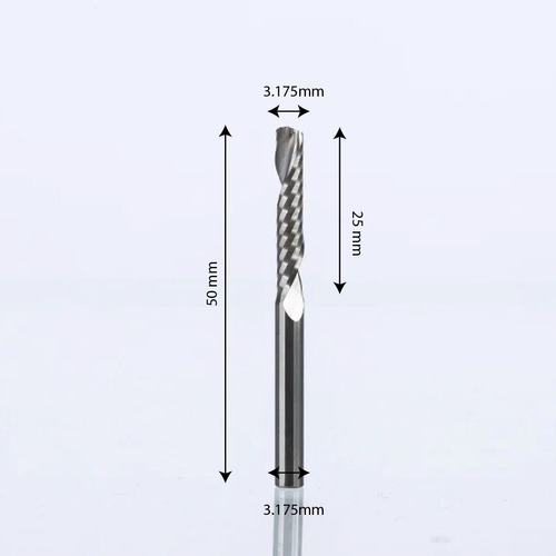 Fresa Cnc Router 1 Filo Recta Plana  Ø 2.5mm Al 3.175mm 