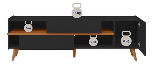 Rack Para Tv Até 65 3 Portas Purus - Colibri Cor Preto Fosco/Freijó