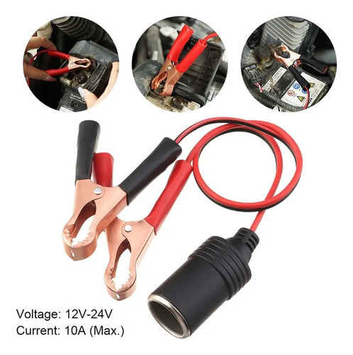 Conector Hembra Cigarrera Pinzas Cocodrilo Para Batería 12v