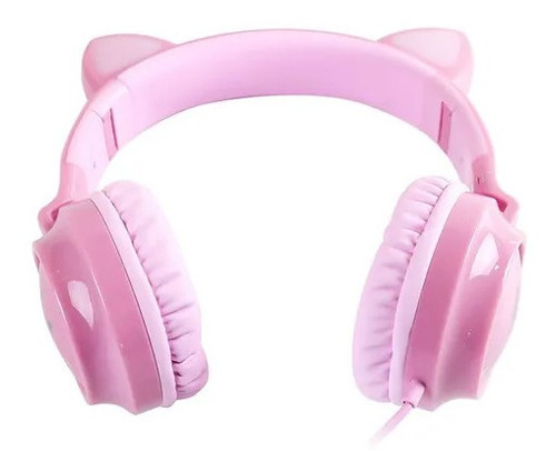 Fone Headset De Gatinho Rosa Microfone Headphone Cat Gamer