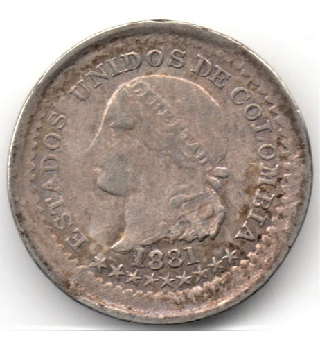 5 Centavos 1881 Bogotá Plata