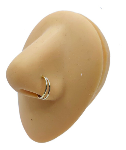 Piercing Nostril Argolla Doble Para Nariz 10mm De Oro 10k