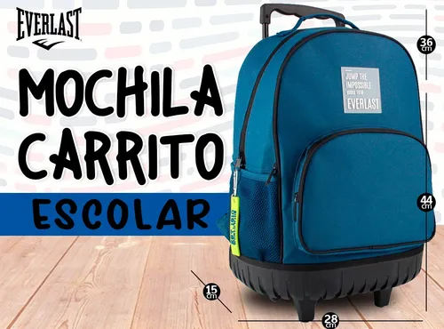 Mochila Carrito Carro Escolar Everlast Gran Capacidad Base Reforzada Manija  Telescopica Extensible Ruedas Original Hb