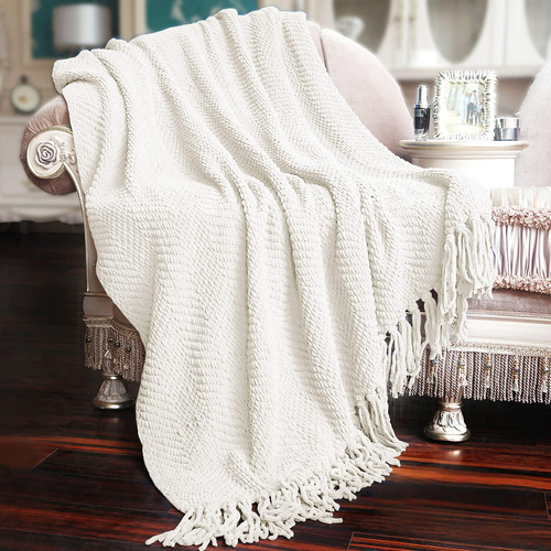 Home Soft Things Manta Blanca De Punto De Tweed De 50 X 60, 