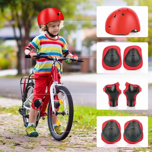 Casco Bicicleta Niños Kit Rodilleras+coderas+muñequeras