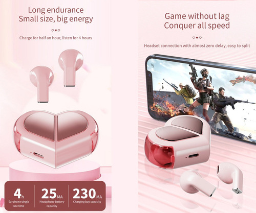 Auriculares Bluetooth Inalámbricos Con Forma De Corazón Para