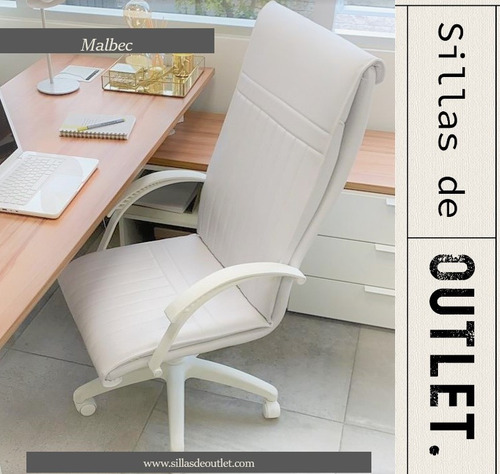 Silla de escritorio de Outlet Malbec respaldo alto ergonómica blanca
