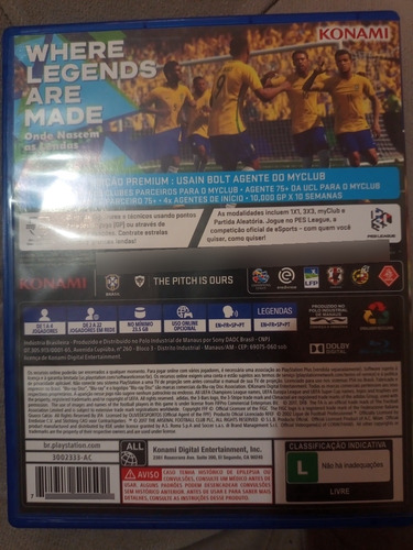 Pes 2018 Mídia Física Ps4 (Usado)