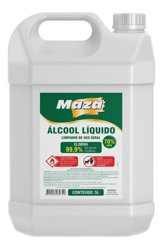 Álcool Líquido 70% 5 Litros Higienizador Antisséptico Maza