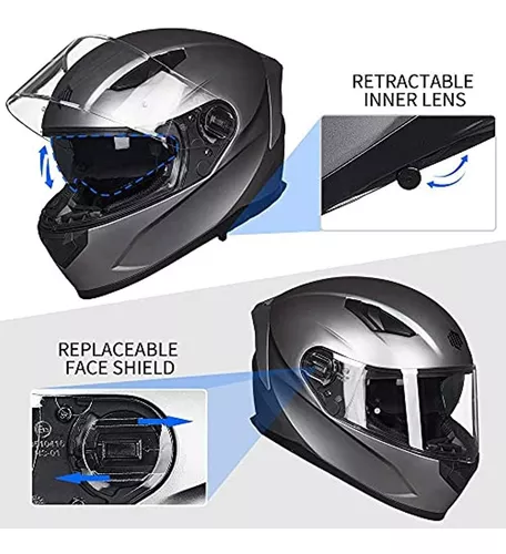 ILM Casco integral para motocicleta y moto de nieve con película  antiempañante Pinlock doble visera casco para cuatrimoto Motocross para  hombres