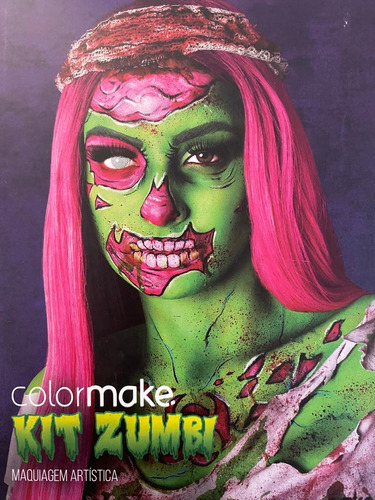 Kit Cenográfico Maquiagem Halloween Monstro Zumbi Com Gosma
