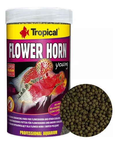 Ração Para Flowerhorn Tropical Flower Horn Young Pellet 380g