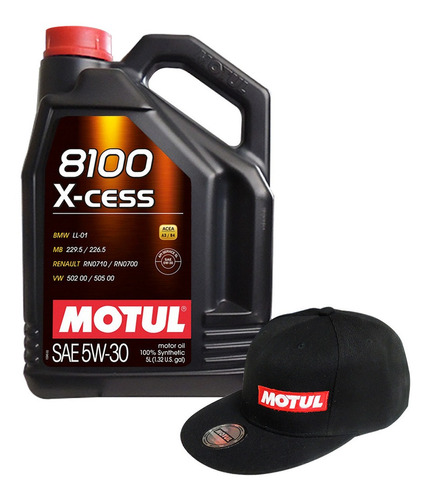 Aceite Sintético 5w30 Para Auto Motul 8100 X-cess 5l + Gorra