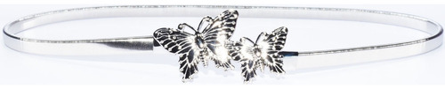 Pack Cinto Tresher Elastizado Mariposas + Aros Lluvia Fiesta Plateado Lisa Único