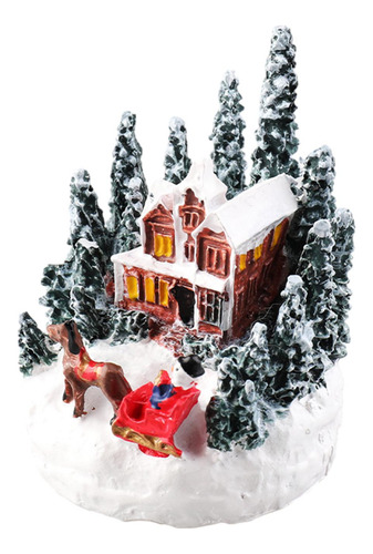 Casa Iluminada Navideña, Figuras Navideñas En Miniatura De