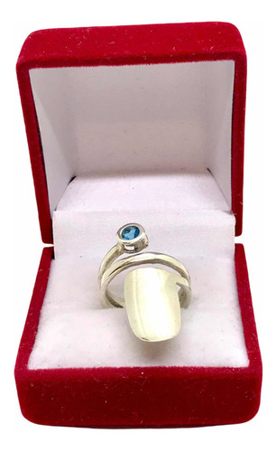 Imagen 4 de 9 de Anillo De Plata 925 Cubic Azul ; Para Uñas