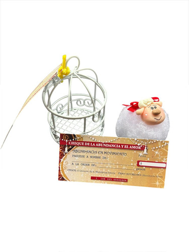 Borreguito De La Suerte Con Jaula Adorno Navidad 4 Pz