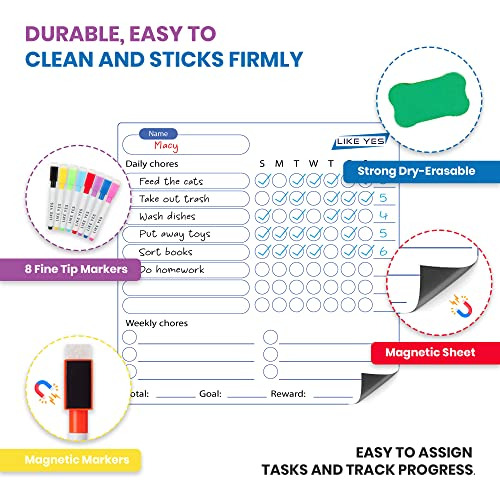 Tabla Magnética De Tareas Para Niños, 3 Unidades Y Planifica