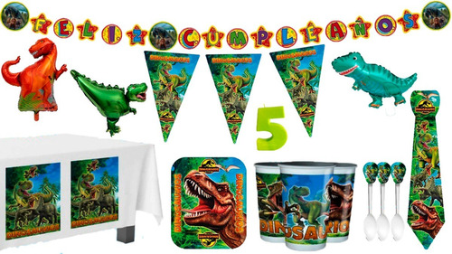 Imagen 1 de 1 de Kit Decoración Fiesta Dinosaurios Jurassic World Con Globos