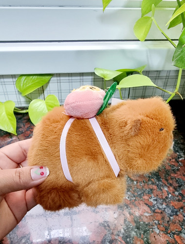 Peluche Pulsera Capybara/capibara/carpincho 13cm X1 Unid Durazno