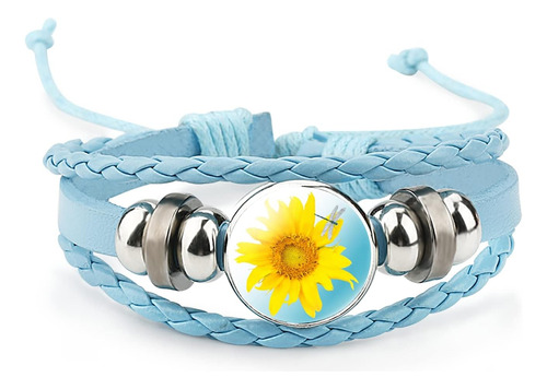 Meceta Pulsera De Cuero Trenzada De Girasol Ajustable - Lind