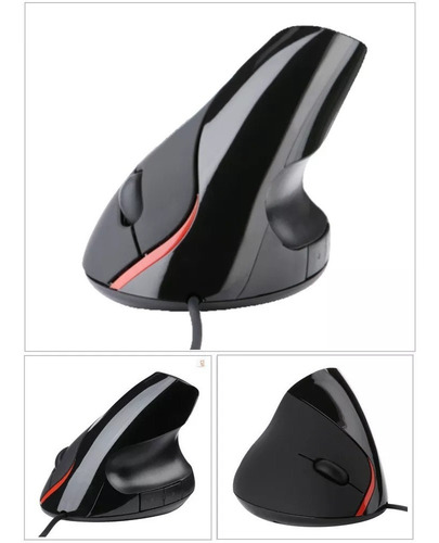 Mouse Vertical Ergonomico Raton Gamer Silencioso Rgb Dpi Color Negro