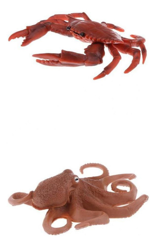 Realista Figurita Animal Pulpo Y Cangrejo Rojo De Plástico