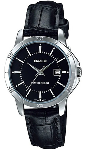 Reloj Casio Mujer Modelo Ltp-v004l-1audf /jordy Color de la correa Negro Color del bisel Plata Color del fondo Negro LTP-V004L-1A